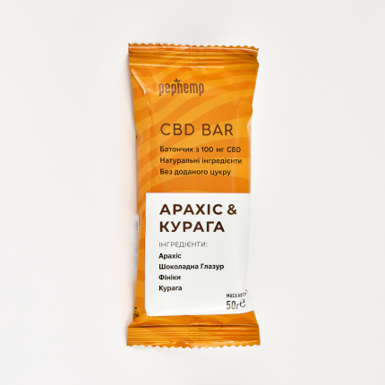 Батончик КБД BAR Арахіс & Курага 50 г, 100 мг КБД