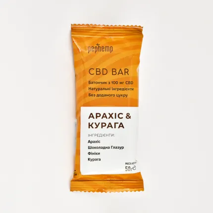 Батончик КБД BAR Арахіс & Курага 50 г, 100 мг КБД