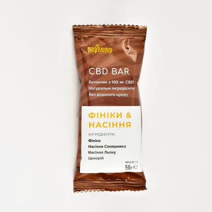 Батончик КБД BAR Фініки & Насіння 50 г, 100 мг КБД